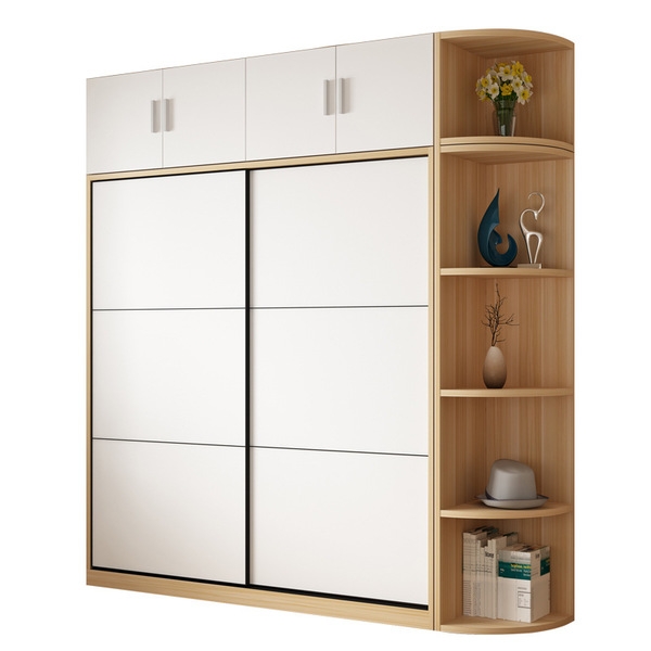 Tủ quần áo 2 cánh lùa kèm kệ trang trí gỗ công nghiệp TA-141