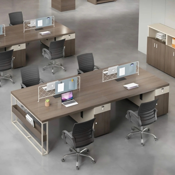 Cụm Bàn Làm Việc 4 Người Thiết Kế Chữ Nhật Đơn Giản – BC118