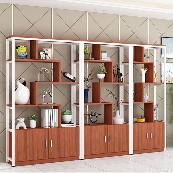 Kệ gỗ sắt có tủ  phong cách hiện đại 01