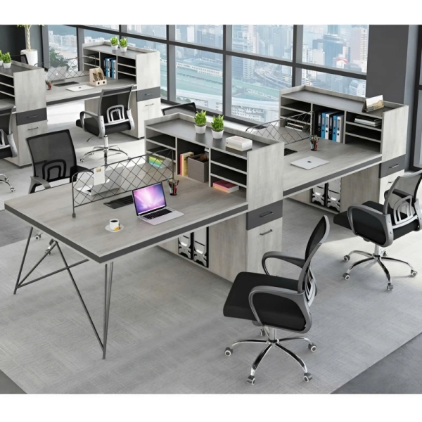 Cụm Bàn Làm Việc 4 Người Chân Sắt Hiện Đại – BC58