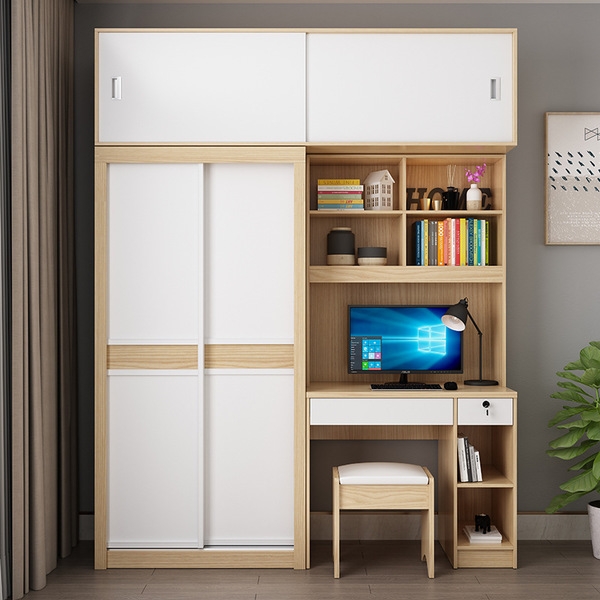 tủ quần áo cánh lùa kèm bàn làm việc gỗ công nghiệp TA-173