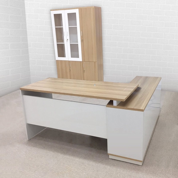 Bàn giám đốc chữ L, quản lý tủ phụ 06