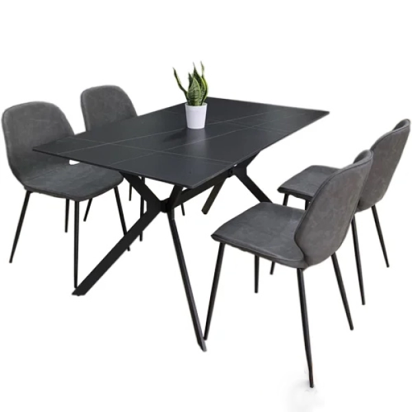 Bộ bàn ăn mặt đá 4 ghế sang trọng – Mã: T164-14-4x267A