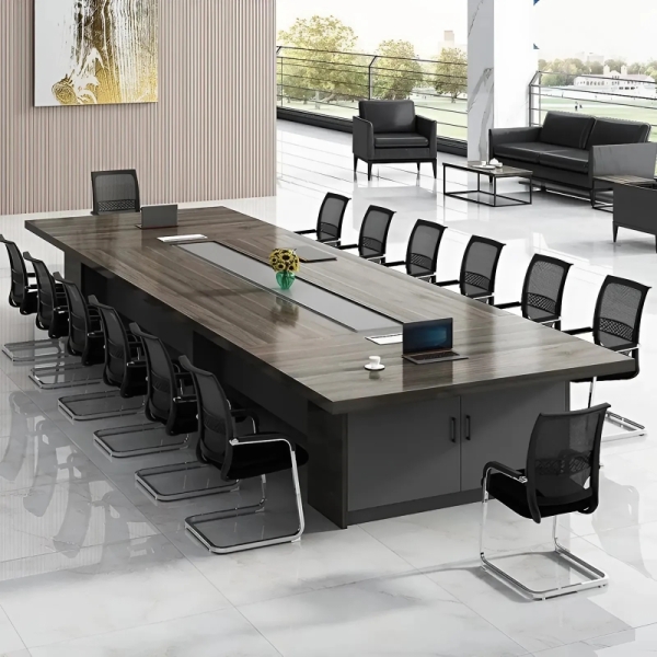 Bàn Họp Văn Phòng Gỗ MDF Màu Vân Tự Nhiên – BH41