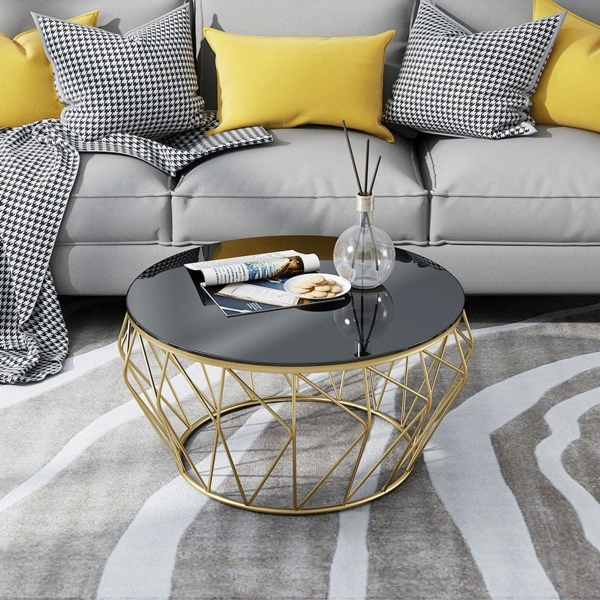 Bàn trà sofa màu đồng mặt kính rẻ đẹp 01