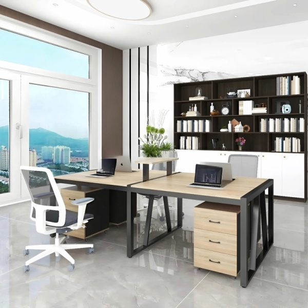 Cụm Bàn Làm Việc 4 Người Chân Sắt Sơn Tĩnh Điện 2m4 – BC56
