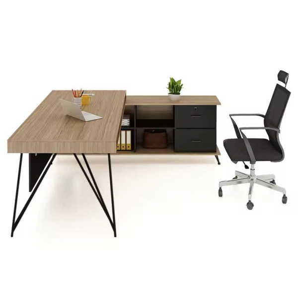 Bàn Giám Đốc Chữ L Gỗ MDF Có Tủ Phụ Hiện Đại – BGD104