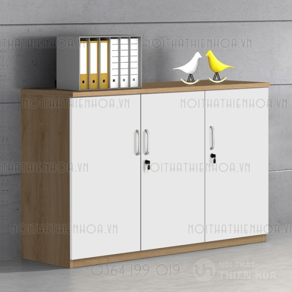 Tủ văn phòng 3 cánh vân gỗ phối trắng