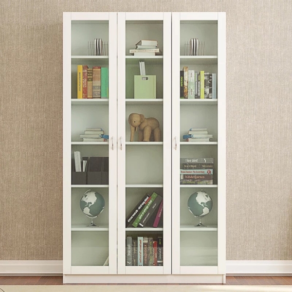 Tủ gỗ tài liệu 3 cánh kính dài – TL 04