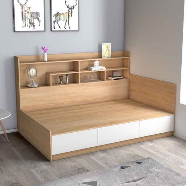 Giường ngủ đa năng kèm ngăn kéo và kệ trang trí hông GN-11
