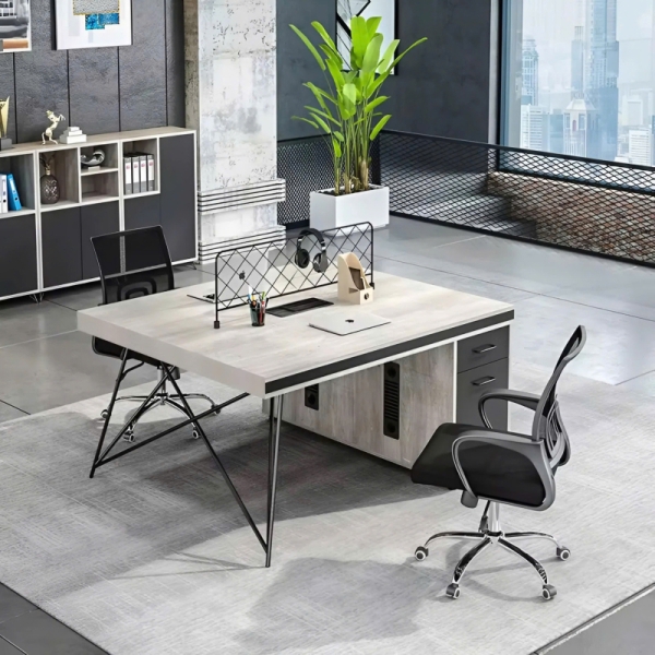 Cụm Bàn Làm Việc Đôi Thiết Kế Đơn Giản Kèm Hộc Tủ Gọn Gàng – BC81