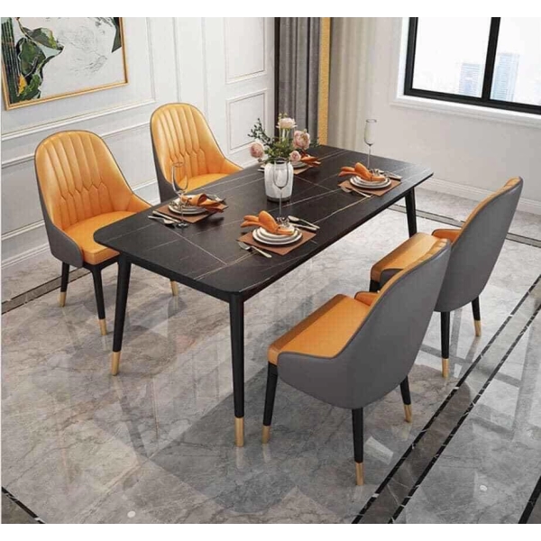Bộ bàn ăn 4 ghế mặt đá hiện đại- Mã: T147-4×284