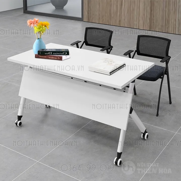 Bàn đào tạo training gấp gọn màu trắng