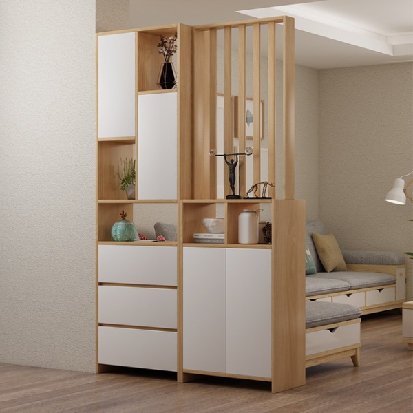 Kệ giày liền vách trang trí phòng khách-TG47