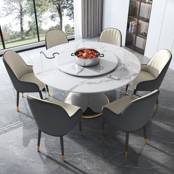 Bàn ăn tròn xoay mặt đá hiện đại- Mã: T1114A