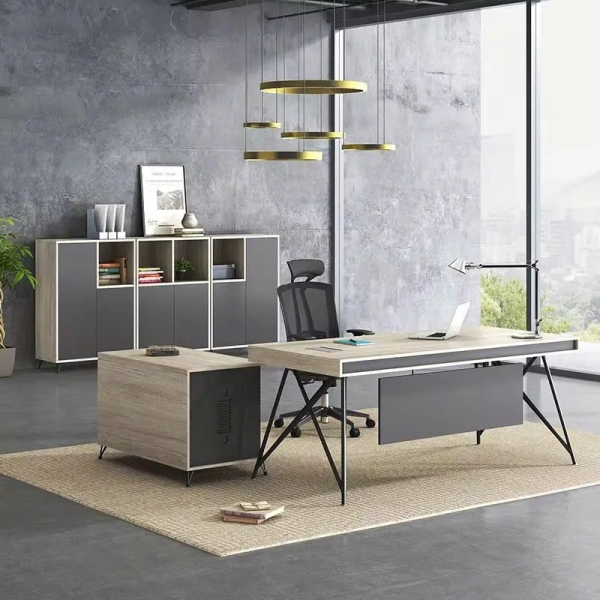 Bàn Giám Đốc Thiết Kế Trẻ Trung Có Tủ Phụ Gỗ MDF Cao Cấp – BGD102