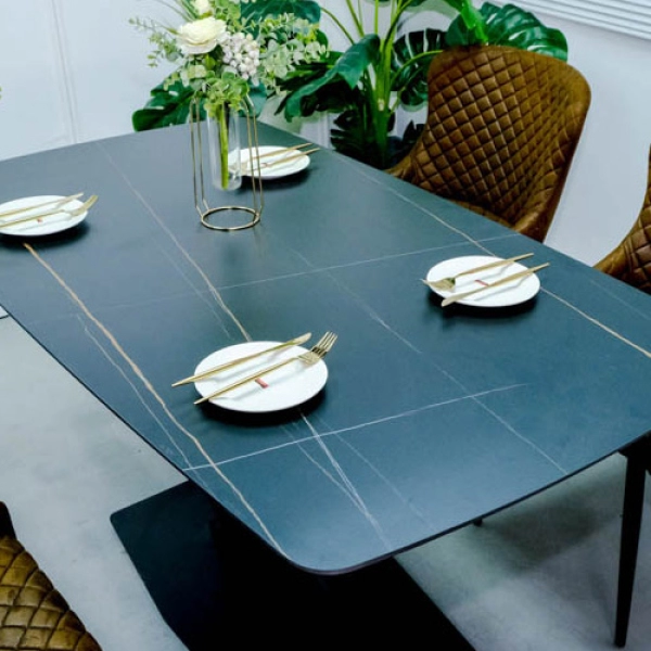 Bàn ăn cao cấp mặt đá chân sắt sơn tĩnh điện- Mã: T179