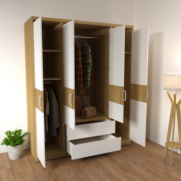 tủ quần áo 4 cánh hiện đại TA-104