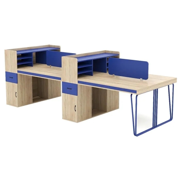 Cụm Bàn Làm Việc 4 Người Phối Màu Độc Lạ Cho Văn Phòng Trẻ – BC140