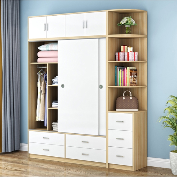 tủ quần áo cánh lùa kèm kệ trang trí TA-163