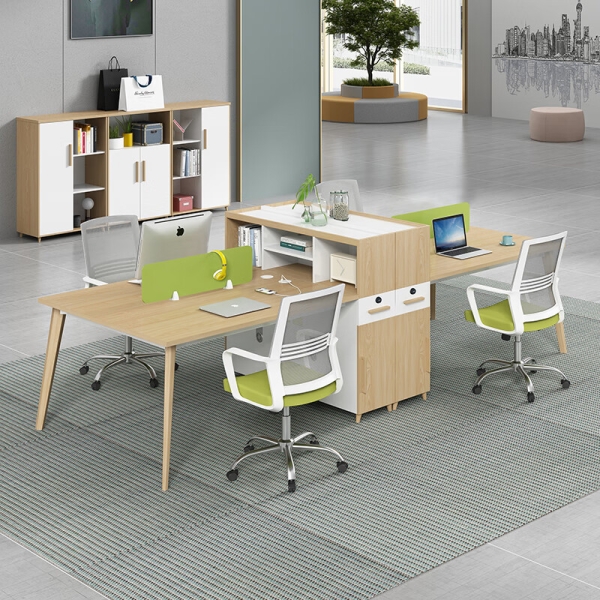 Bàn làm việc 4 người Cosi chân côn gỗ