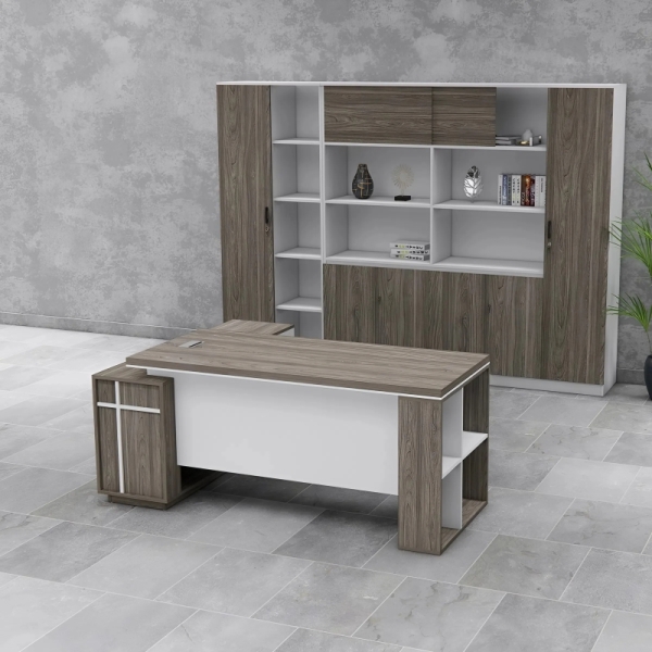 Bàn Giám Đốc Góc L Thiết Kế Kệ Tiện Lợi – BGĐ120