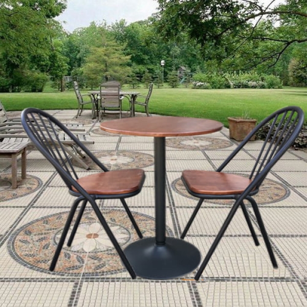 Bàn café chân sắt mặt gỗ ngoài trời – Mã: T173A