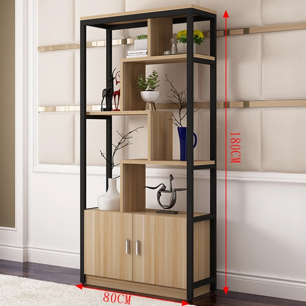 Kệ gỗ sắt có tủ  phong cách hiện đại 01