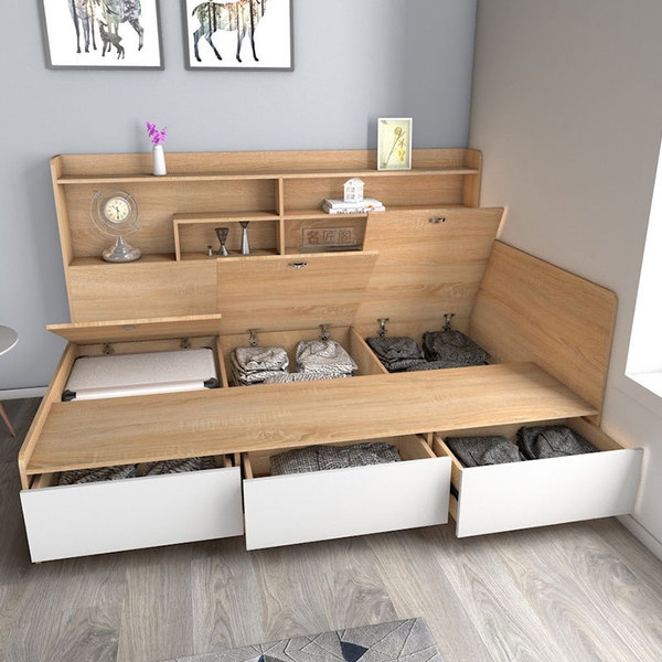 Giường ngủ đa năng kèm ngăn kéo và kệ trang trí hông GN-11