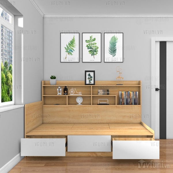 Giường ngủ đa năng kệ sách cạnh GN-06