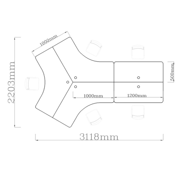 Cụm bàn làm việc (4+1) người CG05-3122