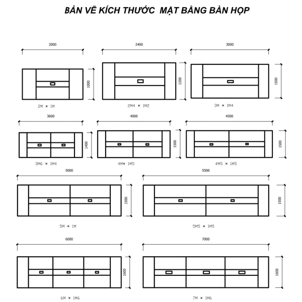Bàn họp văn phòng hiện đại 2m4