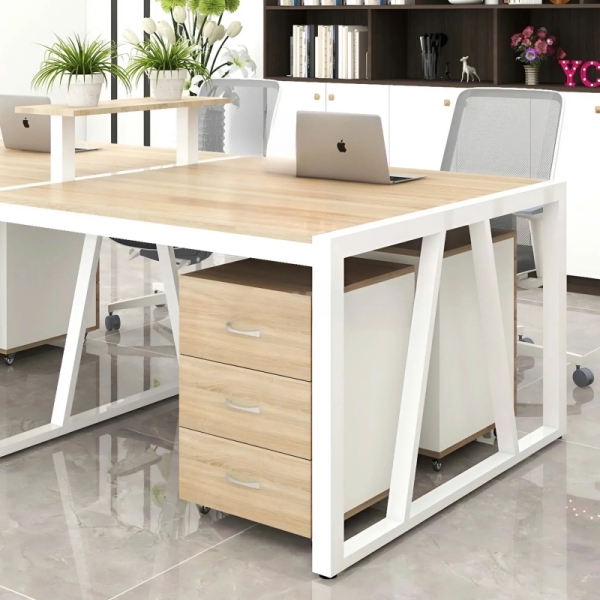 Cụm Bàn Làm Việc 4 Người Chân Sắt Sơn Tĩnh Điện 2m4 – BC56