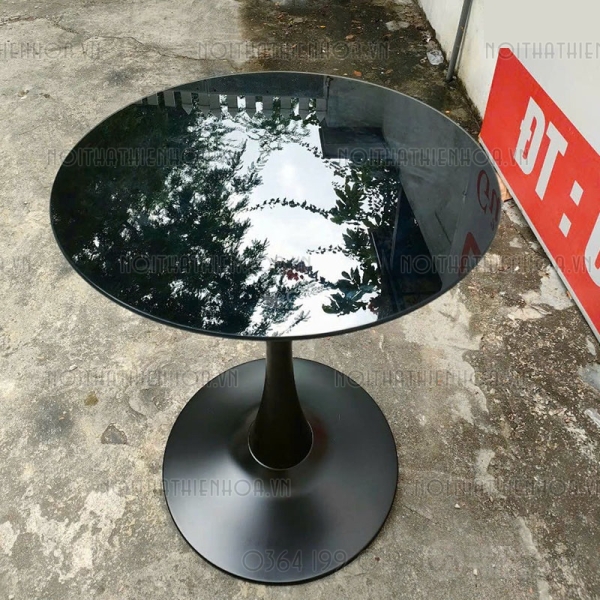 Bàn cafe Tulip mặt kính D600