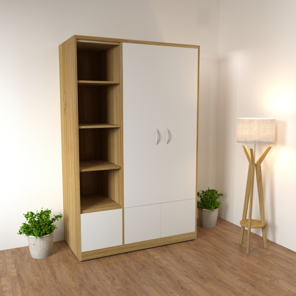 tủ quần áo 2 cánh kệ trang trí hông TA-112