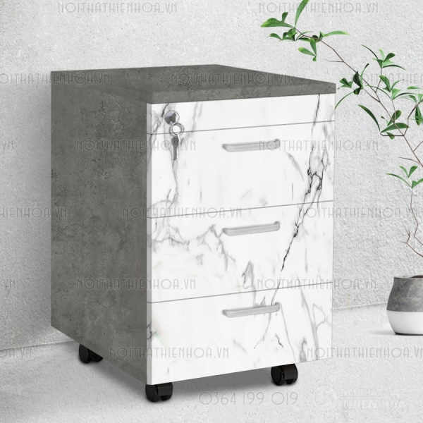 Hộc tủ thấp 3 ngăn kéo màu vân đá