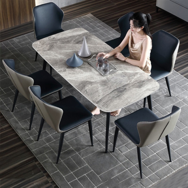 Bộ bàn ăn 6 ghế mặt đá nhập khẩu- Mã: T162-16-6×2119