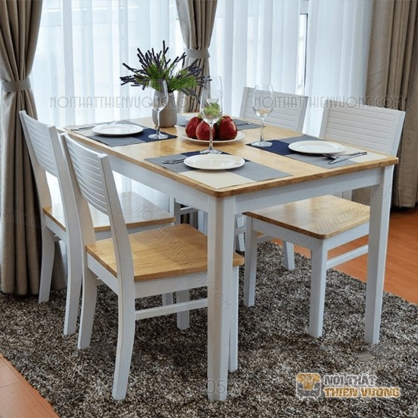 Bàn ăn 4 ghế tựa lưng gỗ giá rẻ