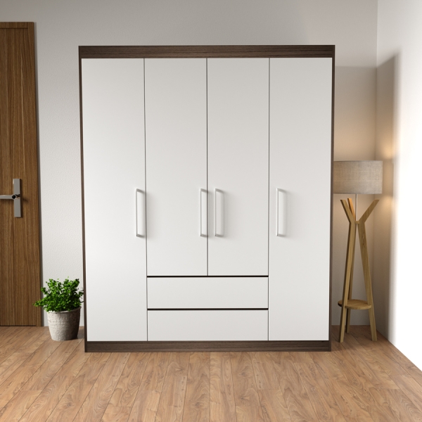 tủ quần áo 4 cánh mở trắng TA-108