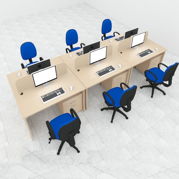 Modul bàn làm việc 6 chỗ không có hộc