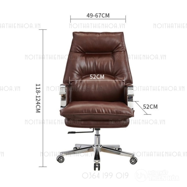 Ghế giám đốc lãnh đạo bọc da cao cấp màu nâu