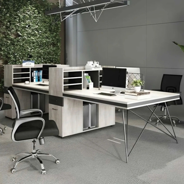 Cụm Bàn Làm Việc 4 Người Chân Sắt Hiện Đại – BC58