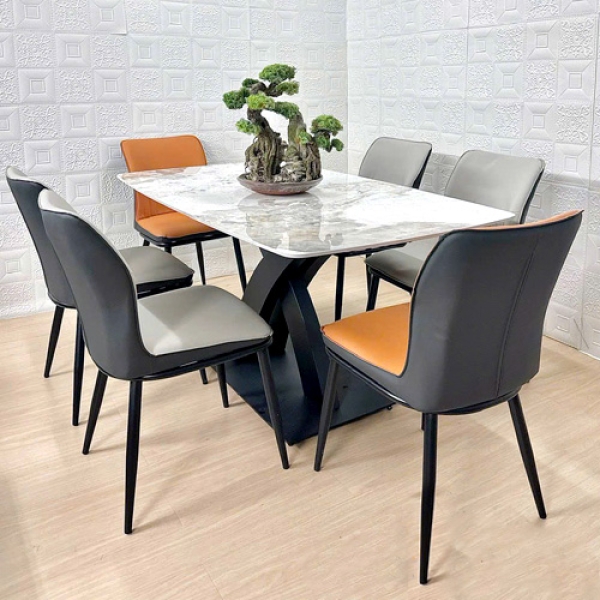 Bộ bàn ăn 6 ghế mặt đá- Mã: T1146-16-6×2510