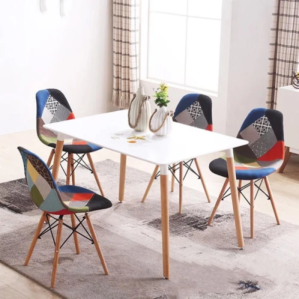 Set bàn ăn 4 ghế nệm thổ cẩm – Mã : T108-4x207TC